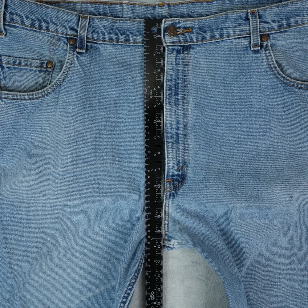Vintage Levis 545‎ Jeans Mens Blue 42x32 Loose Fit Distressed Brown Tab 90s 1998